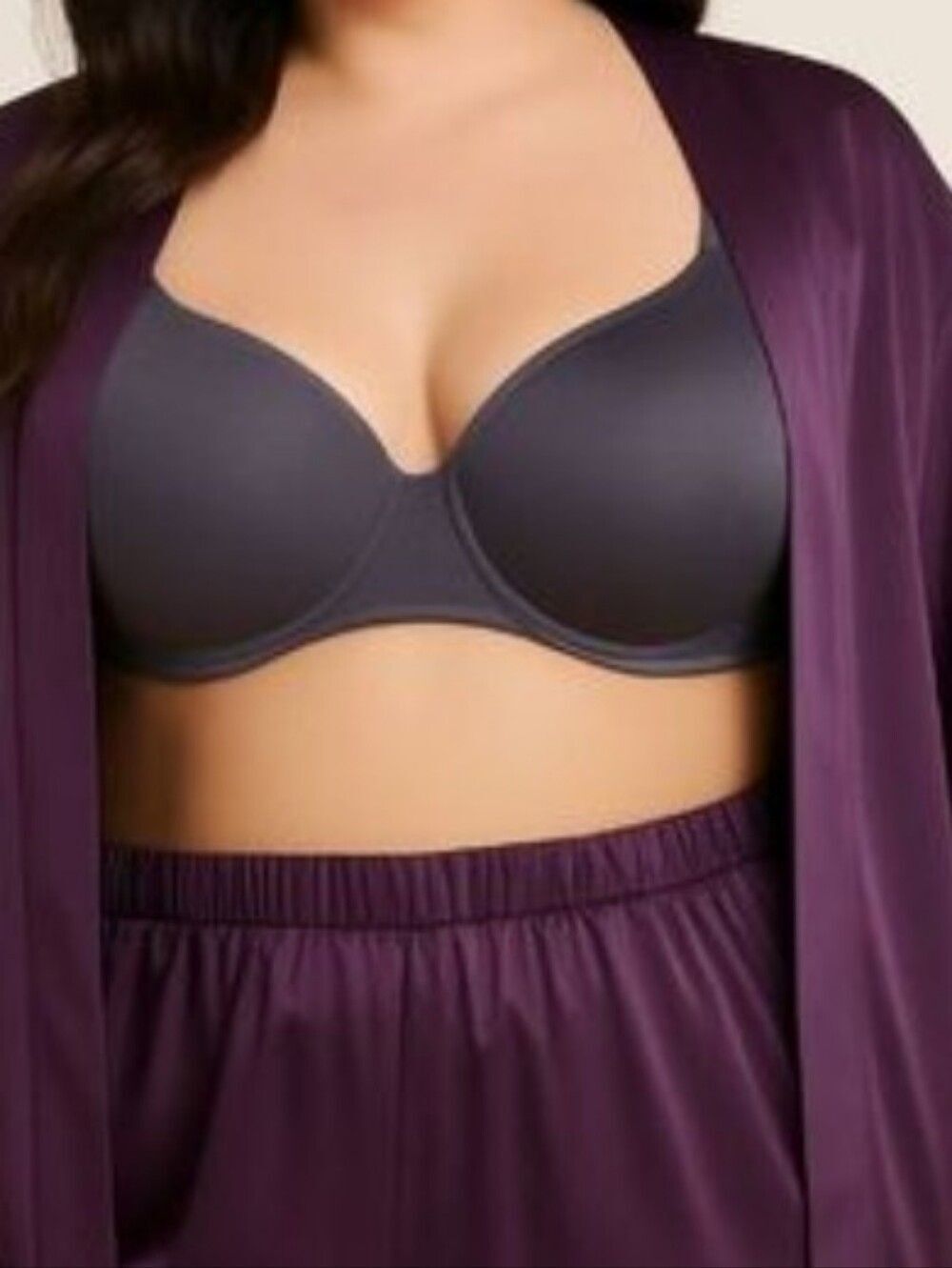 Vanity Fair Charcoal Gray T-Shirt Bra 42D Full Coverage Underwire Neutral All Da